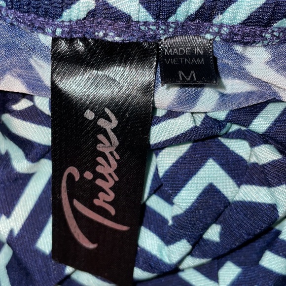 •TRIXXI•NAVY AND MINT TURQUOISE BOHO RUFFLE CHEST MAXI DRESS SIZE MEDIUM EUC - Picture 9 of 12